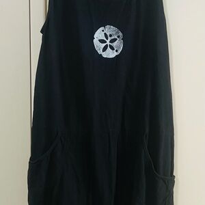 Fresh Produce Black Dress with Sand Dollar Motif